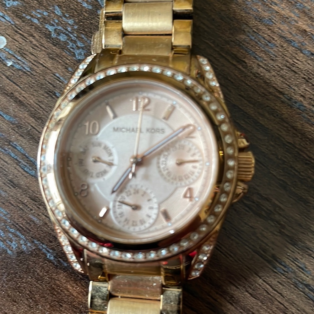 Michael Kors rose gold watch with crystal